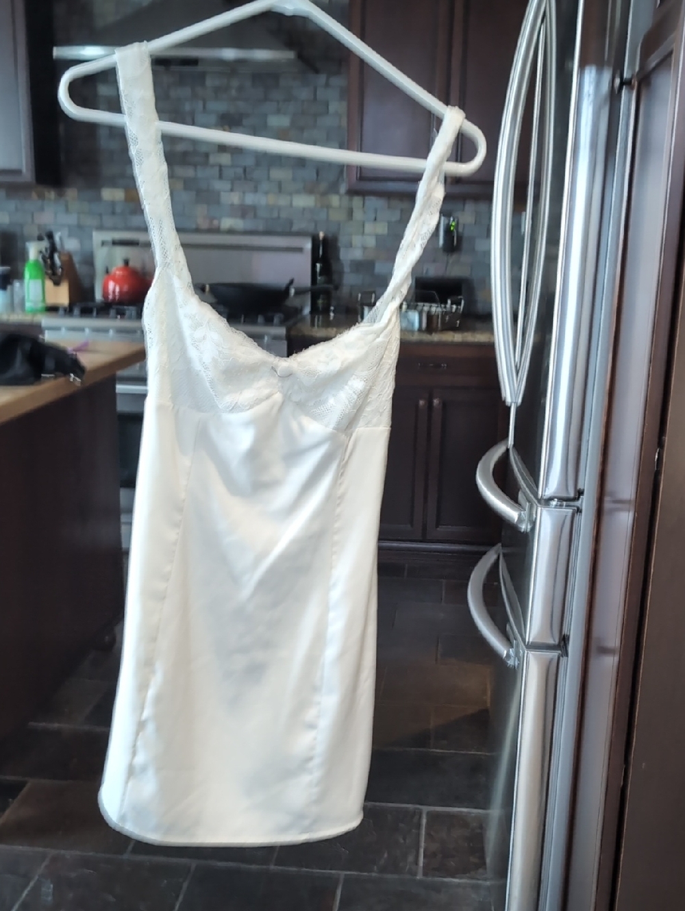 White Fox Lace-Trim Slip Dress - White